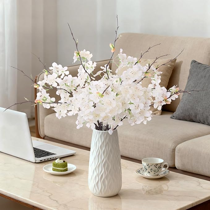INXUGAO Artificial Cherry Blossom Branches Decor 12 PCS Fake Flowers Indoor | - Image 6