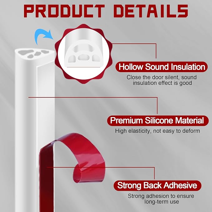 40Ft EPDM Rubber Weather Stripping Door Seal, Self-Adhesive Rubber Window Seal - Image 3