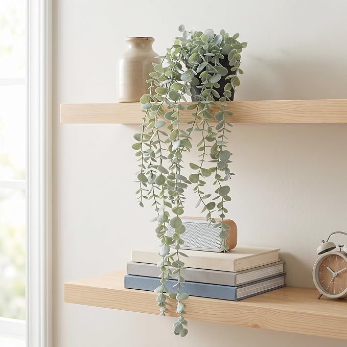 COCOBOO 1pcs Artificial Hanging Plants, Fake Potted Eucalyptus Faux Hanging - Image 4