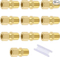 5/16" OD x 1/4" NPT Male Brass Compression Union Fitting, 10 Pack Straight Tube by Taiidaues