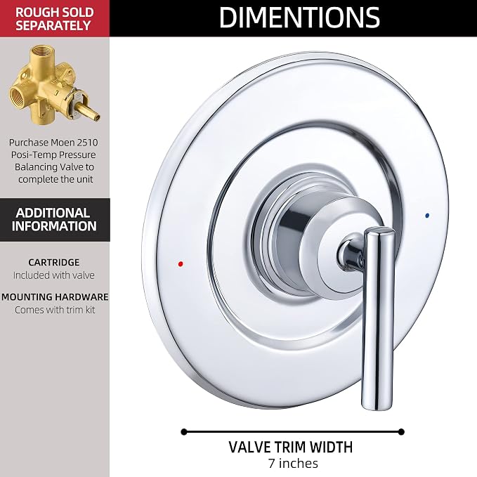 Tearel Shower Trim Kit for Moen T2901 Chrome Shower Handle 2-Pack, Compatible - Image 4