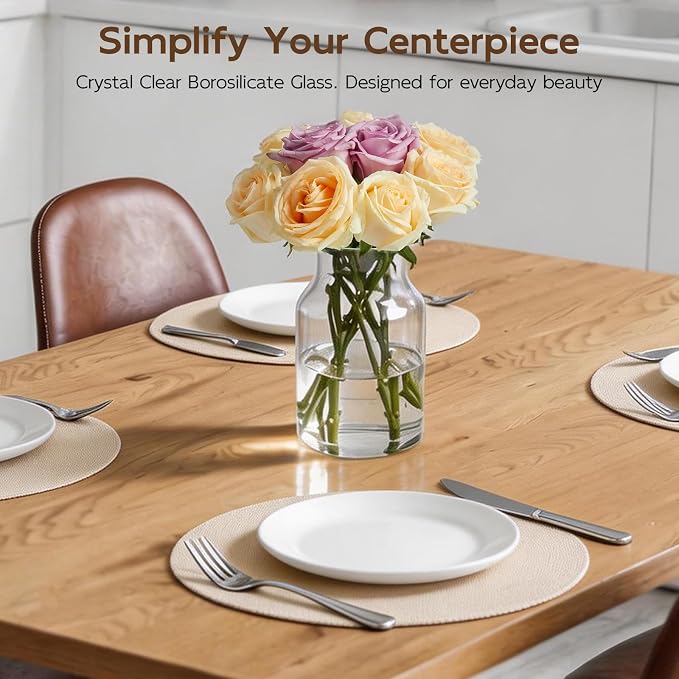 Clear Glass Vase, 8 inch Glass Flower Vase - Image 5