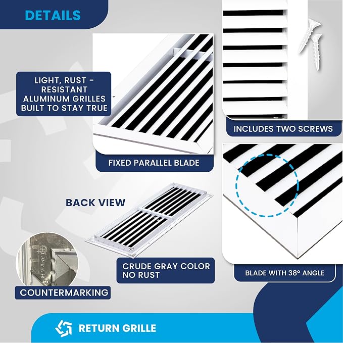 26x8 Aluminum Wall Ceiling Air Return Vent Cover HVAC Rustproof Grille - Image 9