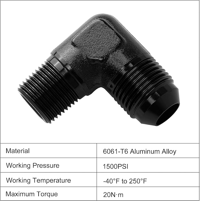 EVIL ENERGY 8AN to 3/8" NPT Male 90 Degree Fitting Adapter Aluminum 2PCS - Image 3