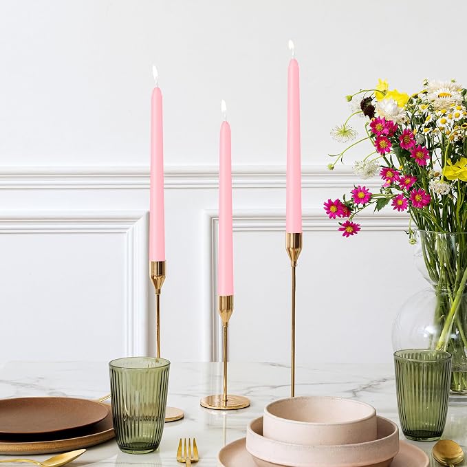 LYOBATH 12 Pack Pink Taper Candles - Image 4