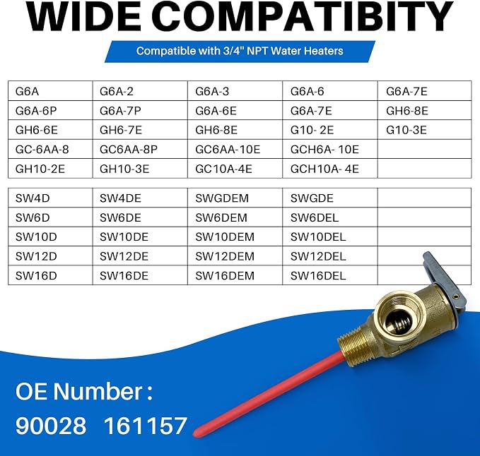 3/4'' NPT 210°F 150 PSI RV Water Heater Relief Valve - Image 3