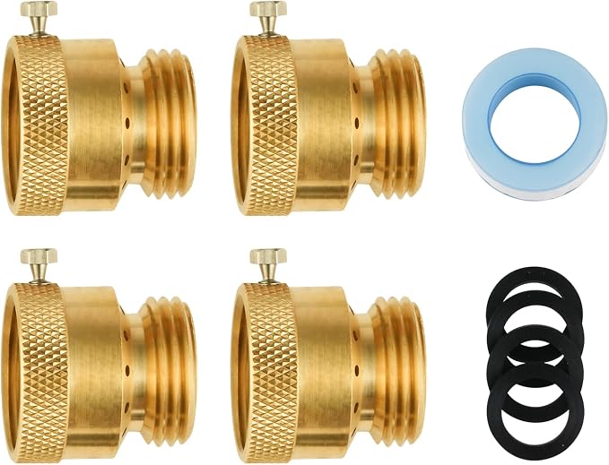 4-Pack Hose Bib Vacuum Breaker, 3/4 Inch GHT Backflow Preventer | Solid Brass by SUNGATOR