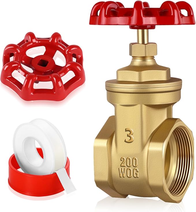 3’’ NPT Brass Gate Valve, 200 WOG Manual Rotary Sluice Valve by Boltigen
