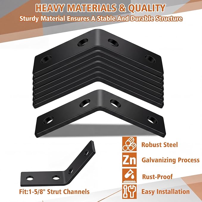 8 Pack 45 Degree Angle Bracket for 1-5/8 Strut Channel, Heavy Duty 5.7mm Thick - Image 4