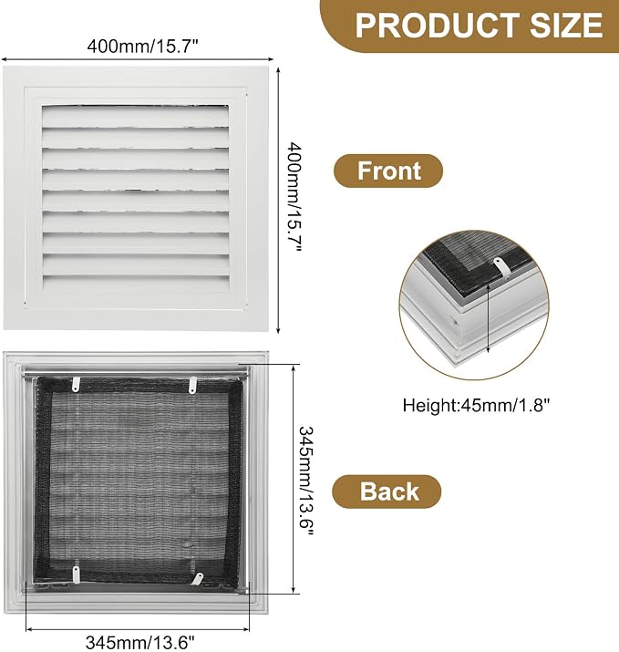 PATIKIL 14" x 14" Aluminum Return Grille, Return Air Vent Cover Linear Bar - Image 2