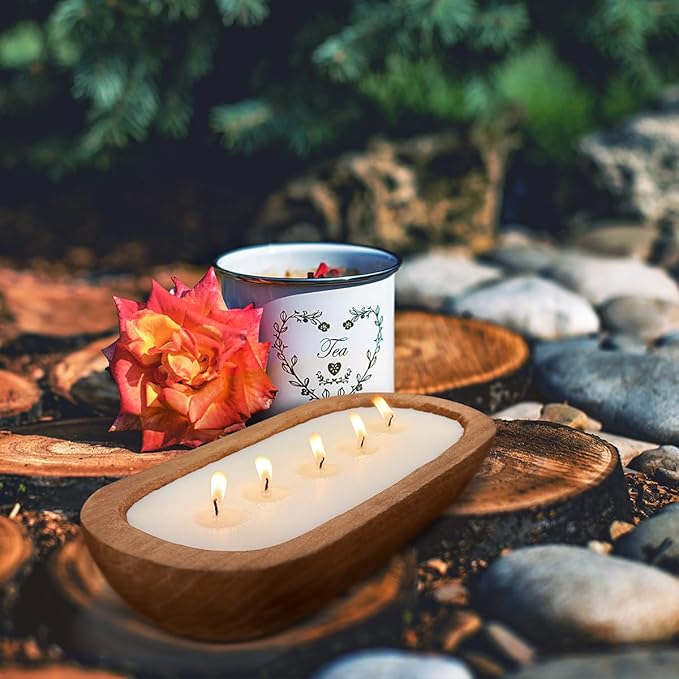 Aromatherapy Candle, SEVEYEE Vanilla Candle 5wicks 16oz, Large Wooden Bowl - Image 8