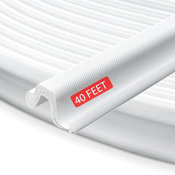 Extra Thick Kerf Door Weather Stripping White, V-Shaped Door Seal Strip | 40ft by Unknown