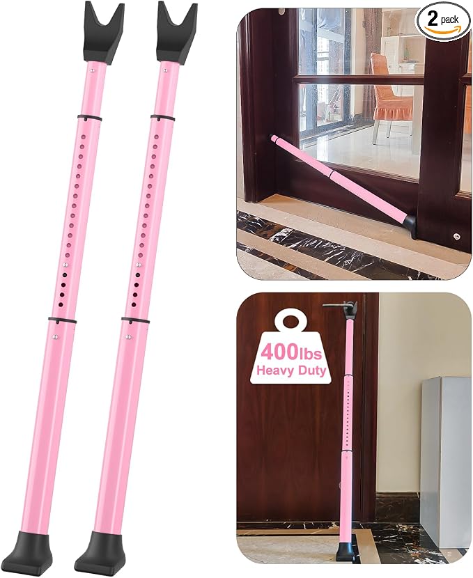 Rerishom 2 Pack Door Security Bar, Heavy Duty Door Stopper Jammer, Adjustable by HuiQiuRerishomLtd