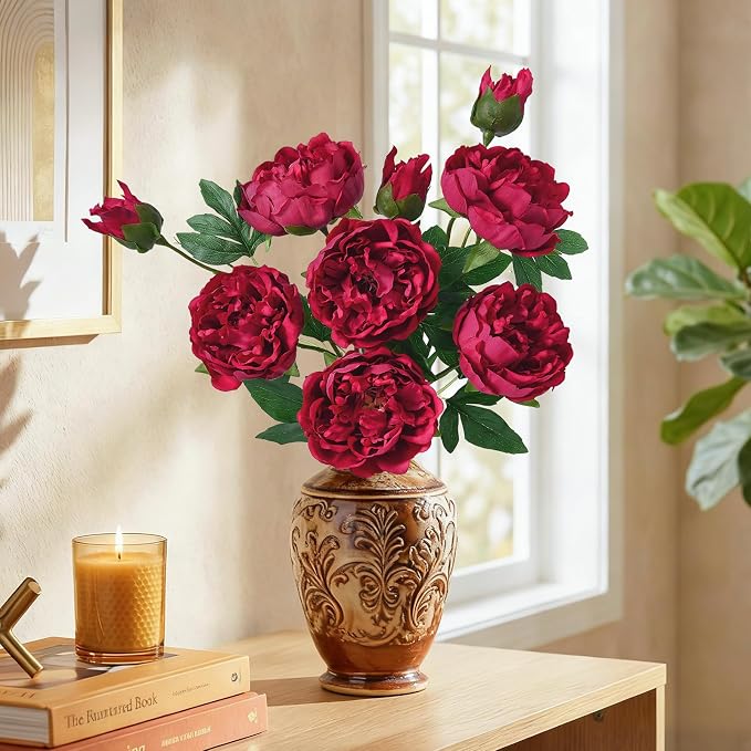 3PCS 22in Peonies Artificial Flowers, Real Touch Latex Peonies | Lifelike Large - Image 2