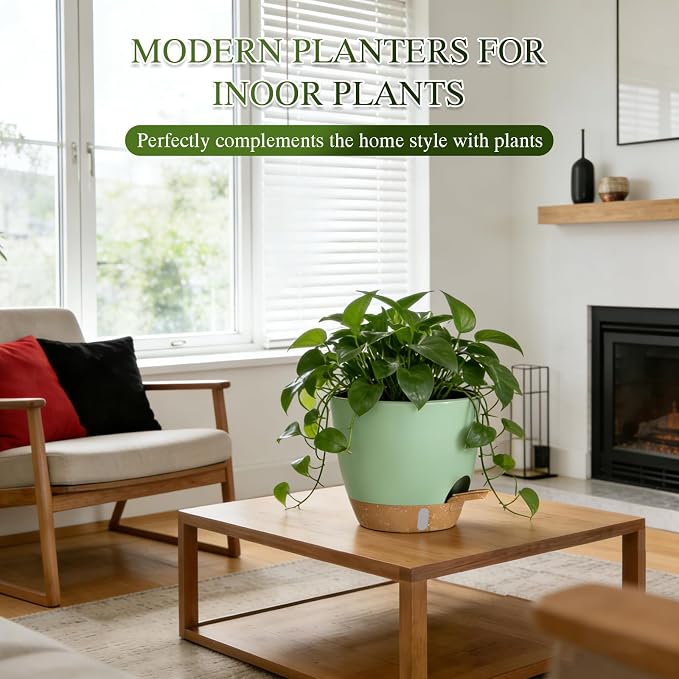 Self Watering Pots with Drainage Holes, 2 Pack 10 Inch Plant Pots with Water - Image 7