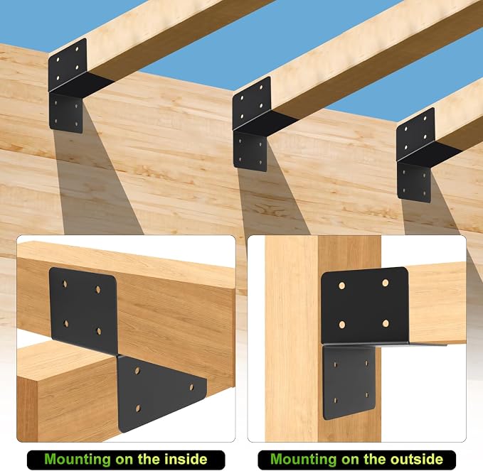 4 Pcs 12 Gauge Post Caps Tie Bracket, 6x6 Black Joist Anchor | Joist Hanger - Image 5