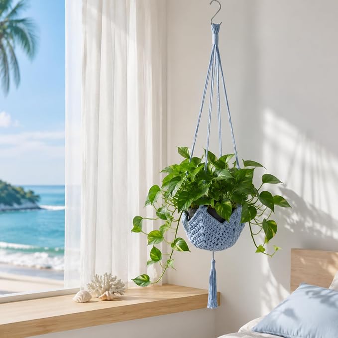 Shappy 1 Pack Boho Macrame Plant Hanger - Image 5
