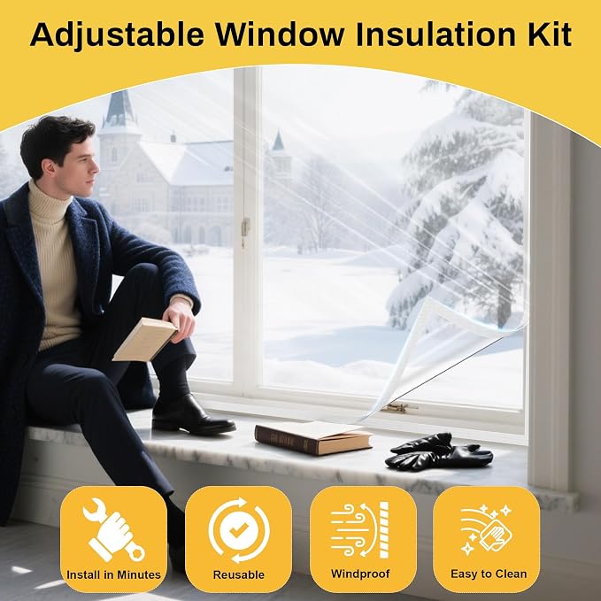 Window Insulation Kit, Reusable Transparent Plastic Film - Image 9