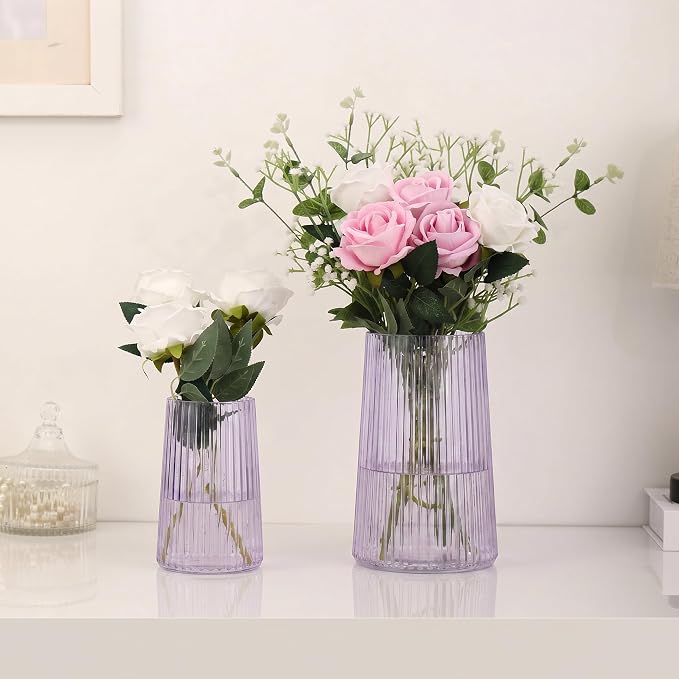 Ribbed Flower Vases Set of 2, Flower Vase - Image 6