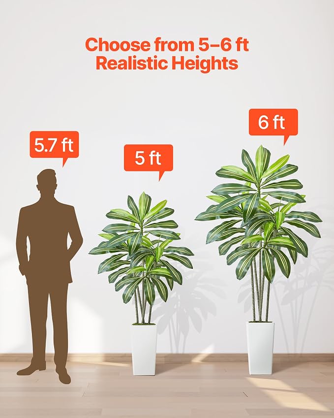 VEVOR Artificial Dracaena Tree 5 ft, Fake Palm Tropical Plants - Image 6