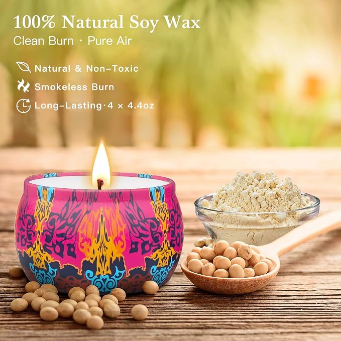 Scented Candles Gift Set for Women, 4 Pack | 120-Hr, Hand-Painted, 100% Natural - Image 3