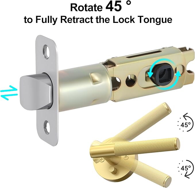2 Pack Nickel Door Latch Replacements, 8mm Big Spindle Hole, 45°Turning Angle - Image 5