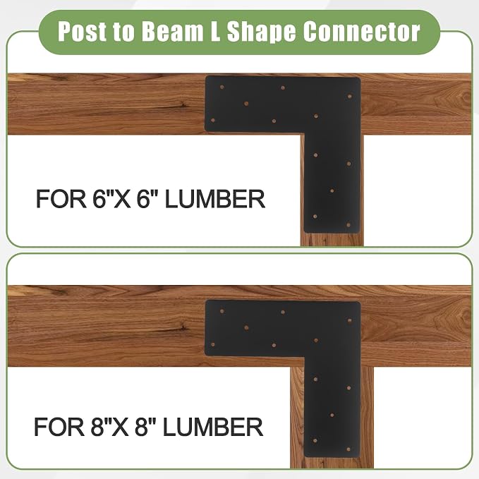 4 Pcs 12"x 5" L Shape Flat Brackets|Thickness 0.12" Mending Plates| | 90° Right - Image 4