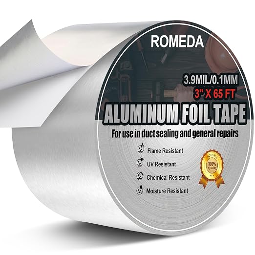 Romeda Aluminum Foil Tape, 3 inch x 65 Feet, Insulation Adhesive Metal High by Romeda