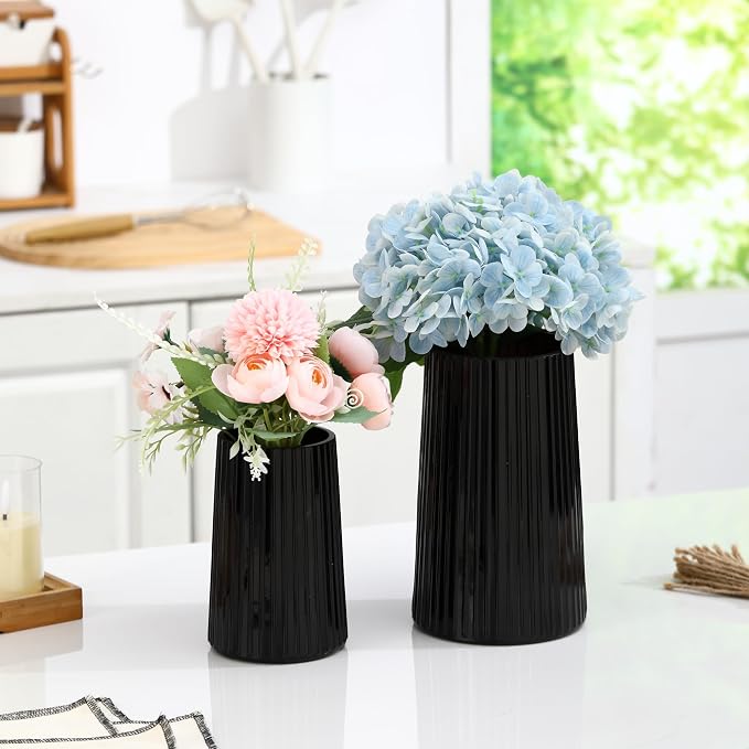 Ribbed Flower Vases Set of 2, Flower Vase - Image 3