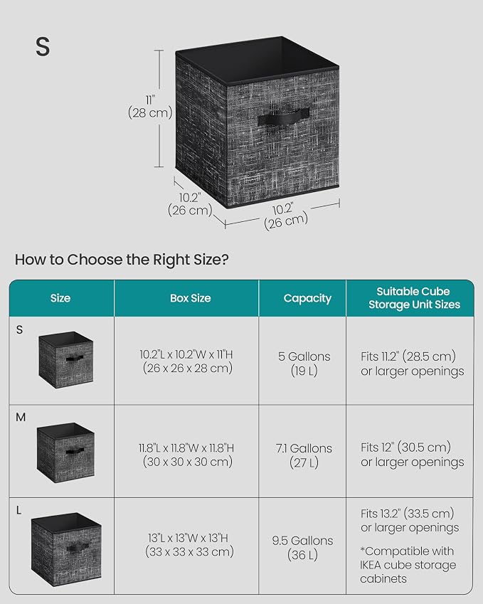 SONGMICS Storage Cubes, 11-Inch Foldable Closet Organizers | Non-Woven Fabric - Image 5