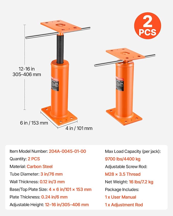 VEVOR House Floor Jacks, 2 Pack, 9700 lbs Max Load Capacity Per Unit, - Image 7