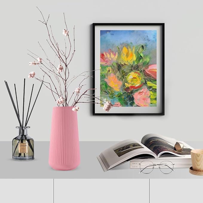 All Pink Ceramic Vase, GUKJOB Small Cute Flower Vase - Image 2
