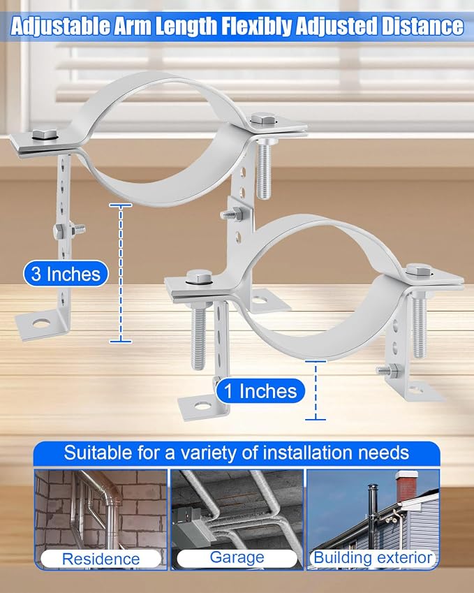 4 Inch Adjustable Pipe Bracket, Split Ring Stove Hanger Chimney Pipe Holder | B - Image 4