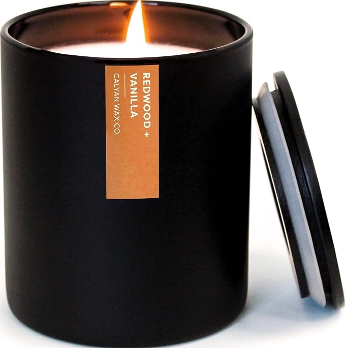 Redwood & Vanilla Scented Candle by CalyanWaxCo