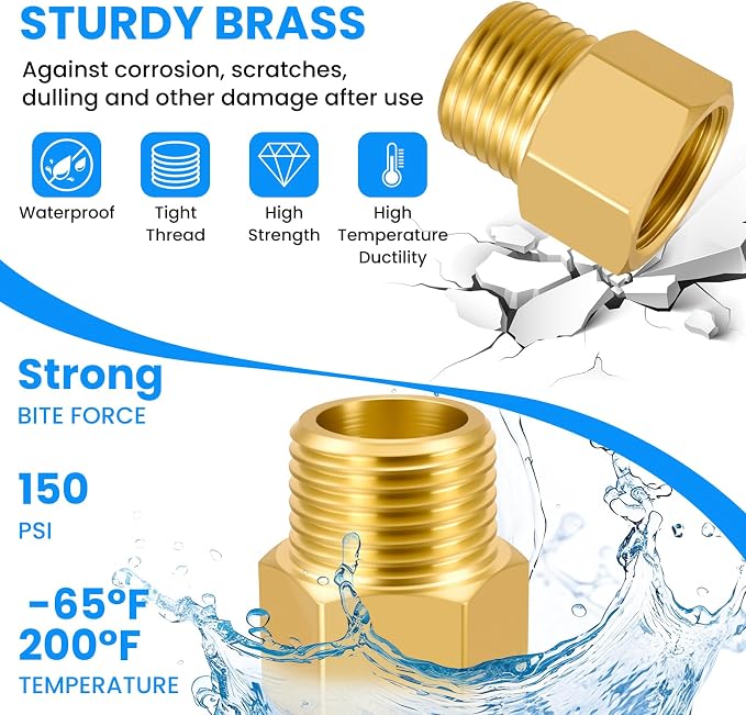 SDTC Tech Brass Pipe Fitting 1/2 NPT Thread Male to 1/2 NPT Thread Female | - Image 6