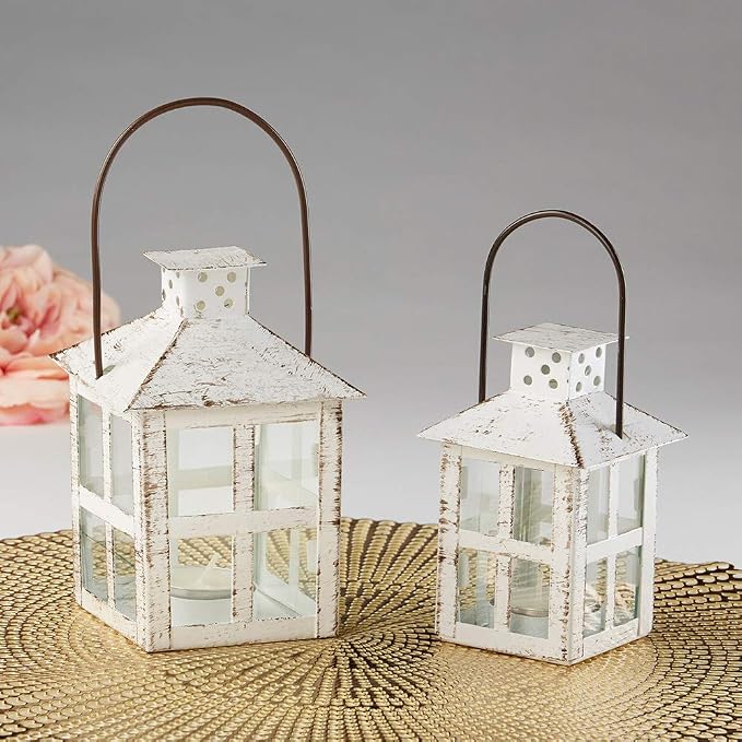 Kate Aspen Rustic Farmhouse Decor White Candle Holder Lantern Decorative - Image 7