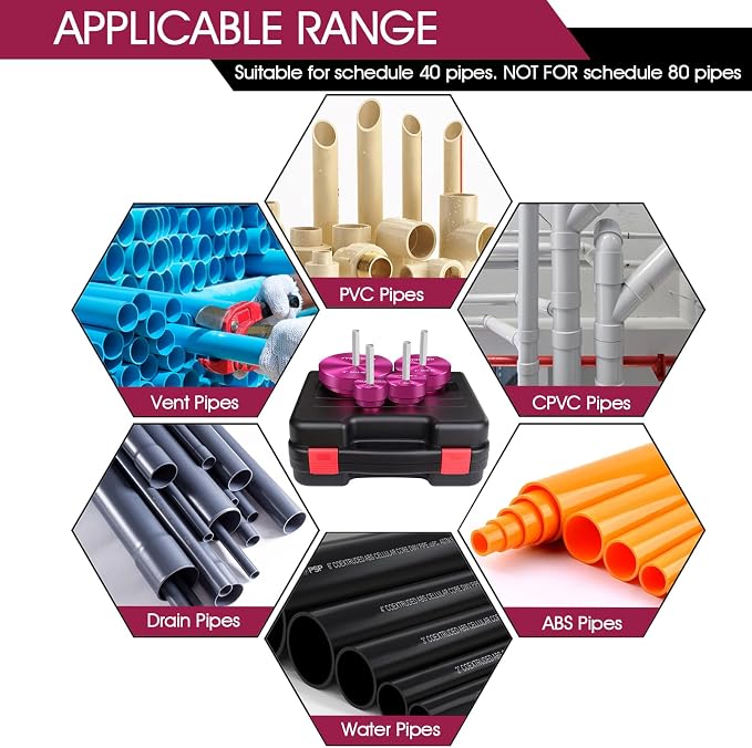 4 Pcs PVC Reamer Kit, Fitting Saver PVC Pipe Reamer Socket Saver Set | Includes - Image 7