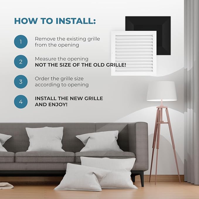 Rustproof 12x12 in Aluminum Vent Cover – Quiet Return Air Grille - Image 5