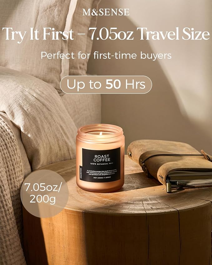 M&SENSE Coffee Home Scented Candles, 7.05oz Natural Soy Wax, Non Toxic | 50 - Image 3