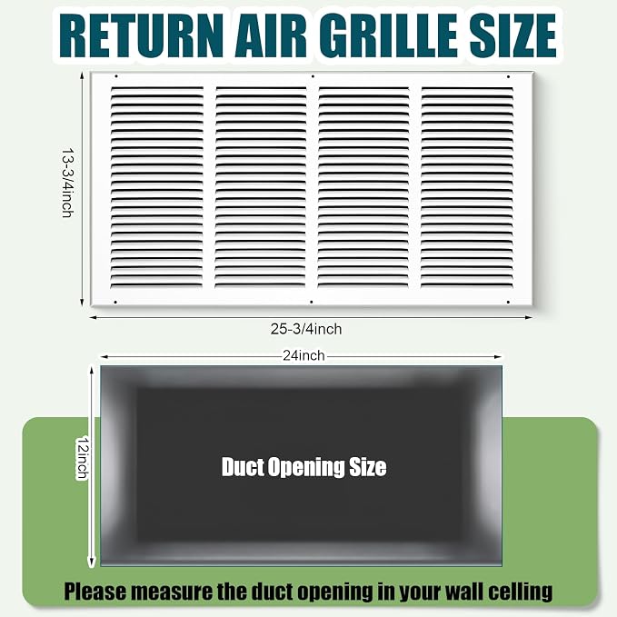 Blulu 6 Pack Fit for 24 x 12 Inch Duct Opening Return Air Vent Cover - Image 2