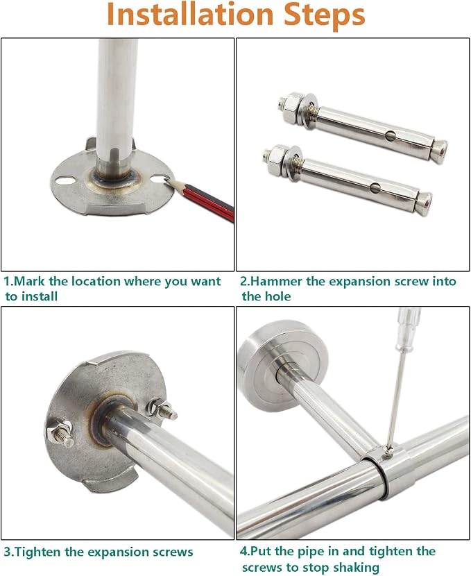 2 Pack Ceiling Mount Bracket, Stainless Steel Wardrobe Pipe Bracket Rod Holder - Image 6