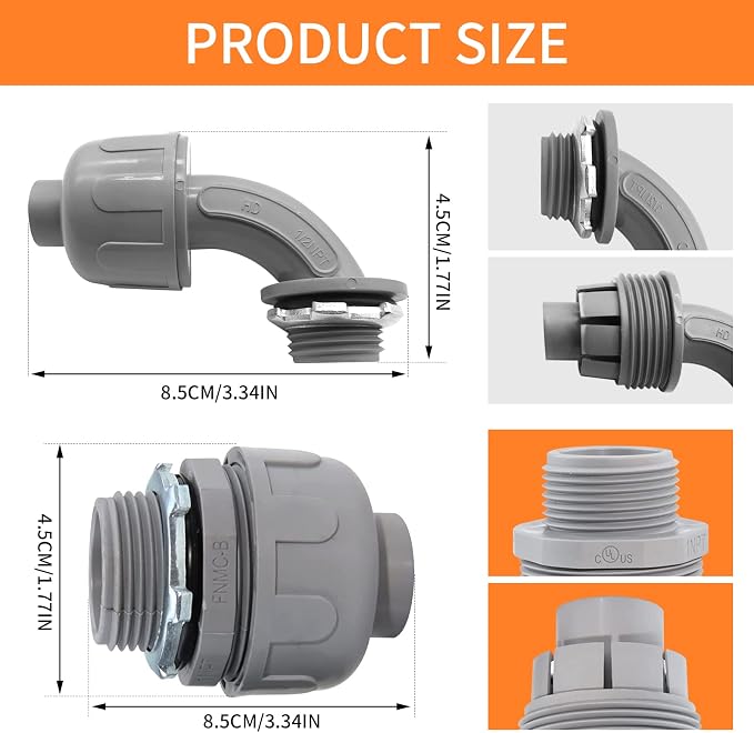 30Pcs 1/2" Liquid Tight Connector Non-Metallic Electrical Conduit Fittings - Image 2