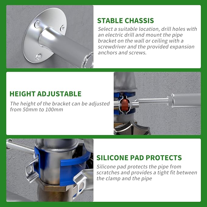 4PCS 304 Stainless Steel Wall Mount Ceiling Mount Adjustable Pipe - Image 6