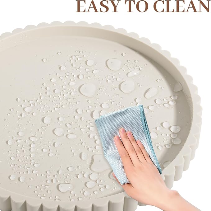 Round Bathroom Tray Perfume Organizer Coffee Table Decor, Heat-Resistant - Image 4