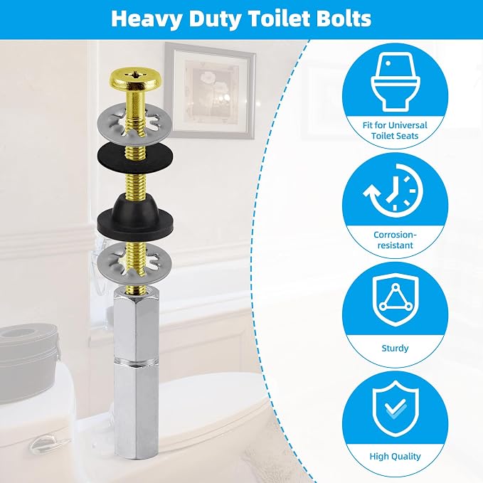Hibbent 2 PCS Universal Toilet Seat Bolts Kit, Brass Bolts - Image 4