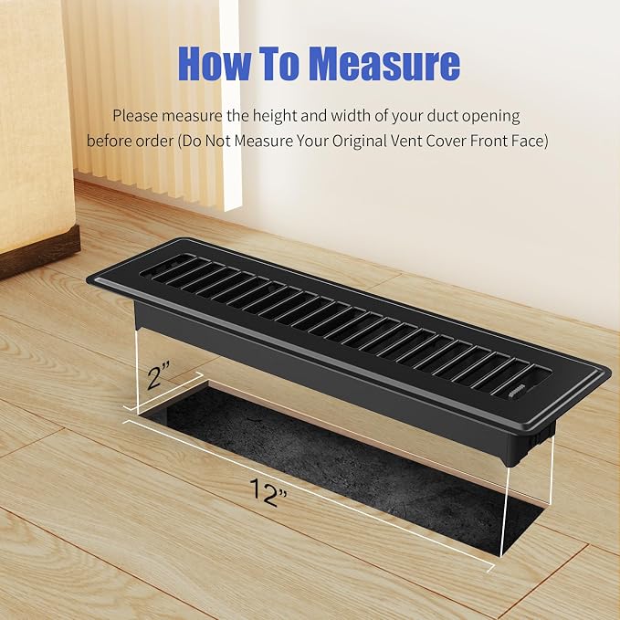 BYEWIRE 2x12 Floor Register, 6 Pack Heavy Duty Steel Floor Vent Covers - Image 2