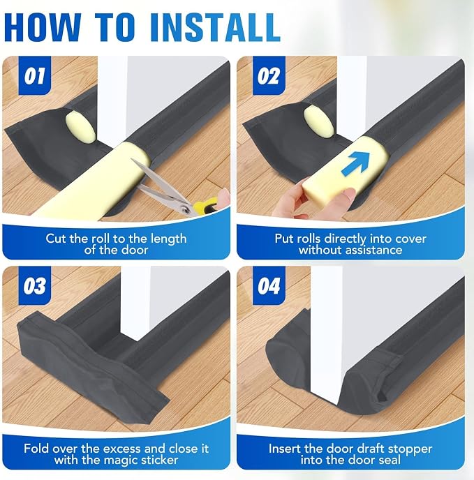 Under Door Draft Stopper, Covers Gap Up to 2.36", 30 Inch, Adjustable Sweep - Image 6