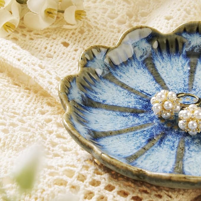 Lotus Ring Holder Dish Small Indoor Ash Tray, Ceramic Dessert Plate Trinket - Image 2