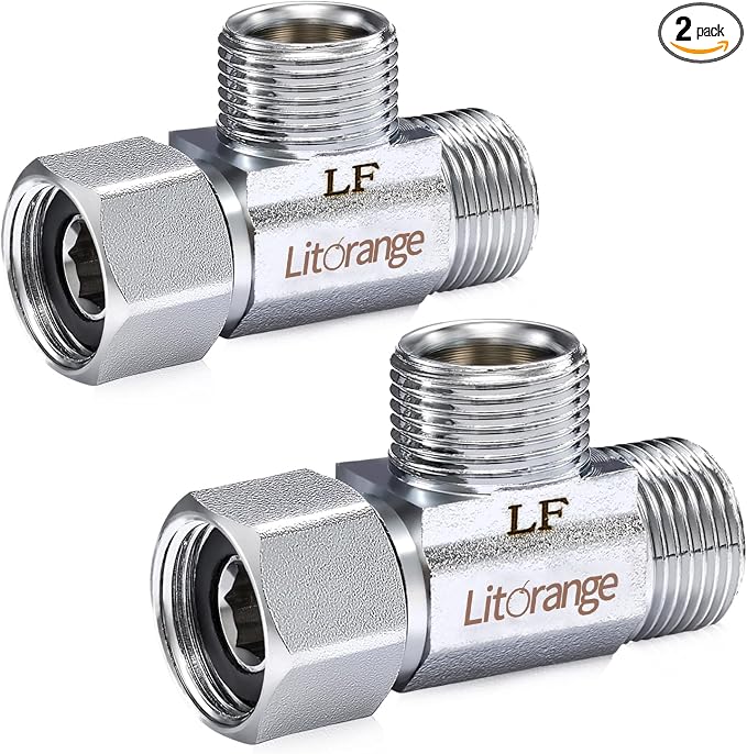 Lead-Free Brass 2 PCS 3/8 Inch Angle Stop Add-A-Tee Compression Tee Valve | by LitOrange