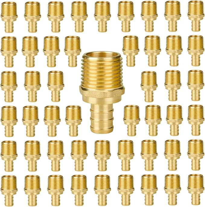 50-Pack 1/2" NPT to 1/2" PEX Male Adapter | Brass by SUNGATOR